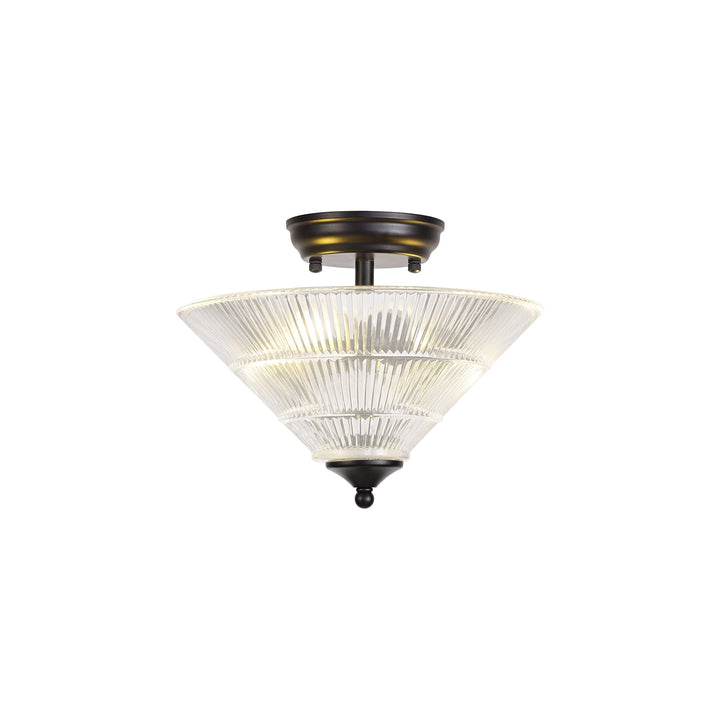 Nelson Lighting NLK16199 Tabion 2 Light Ceiling Light Matt Black Clear