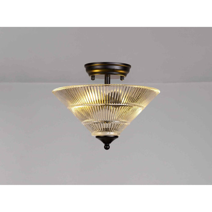 Nelson Lighting NLK16199 Tabion 2 Light Ceiling Light Matt Black Clear