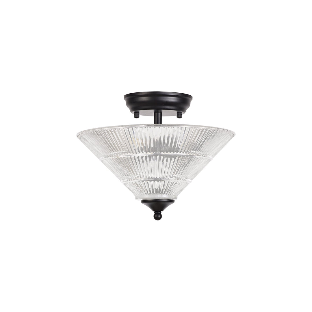 Nelson Lighting NLK16199 Tabion 2 Light Ceiling Light Matt Black Clear