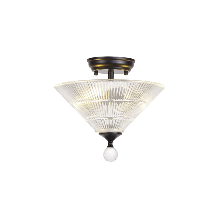 Nelson Lighting NLK16199 Tabion 2 Light Ceiling Light Matt Black Clear