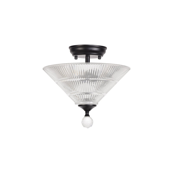 Nelson Lighting NLK16199 Tabion 2 Light Ceiling Light Matt Black Clear