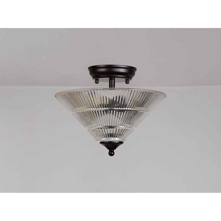 Nelson Lighting NLK16199 Tabion 2 Light Ceiling Light Matt Black Clear