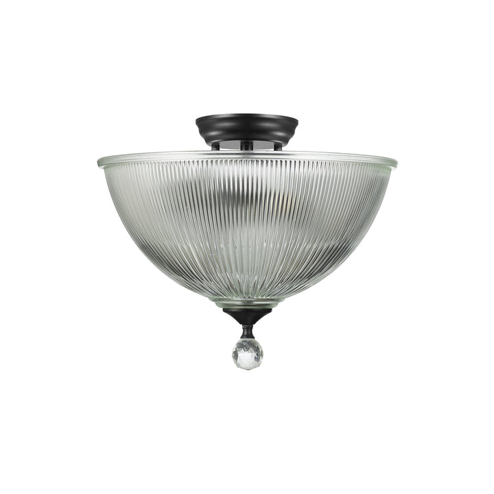 Nelson Lighting NLK16209 Tabion 2 Light Ceiling Light Matt Black Clear