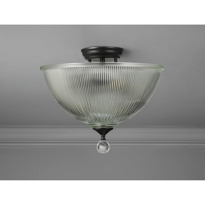 Nelson Lighting NLK16209 Tabion 2 Light Ceiling Light Matt Black Clear