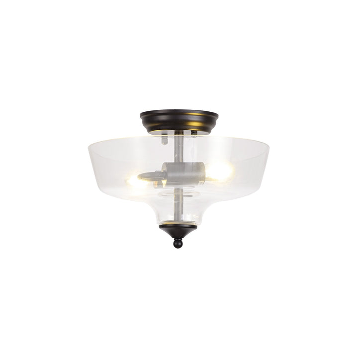 Nelson Lighting NLK16219 Tabion 2 Light Ceiling Light Matt Black Clear