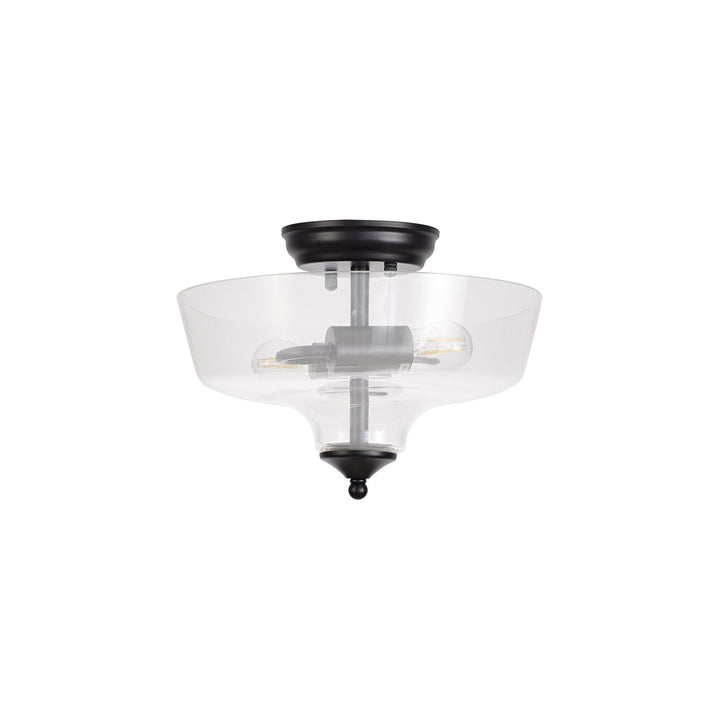 Nelson Lighting NLK16219 Tabion 2 Light Ceiling Light Matt Black Clear