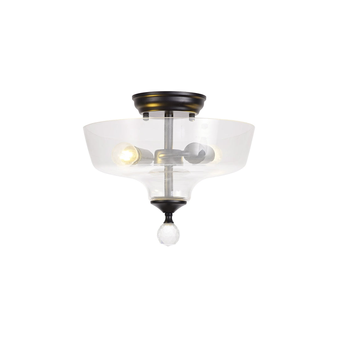 Nelson Lighting NLK16219 Tabion 2 Light Ceiling Light Matt Black Clear