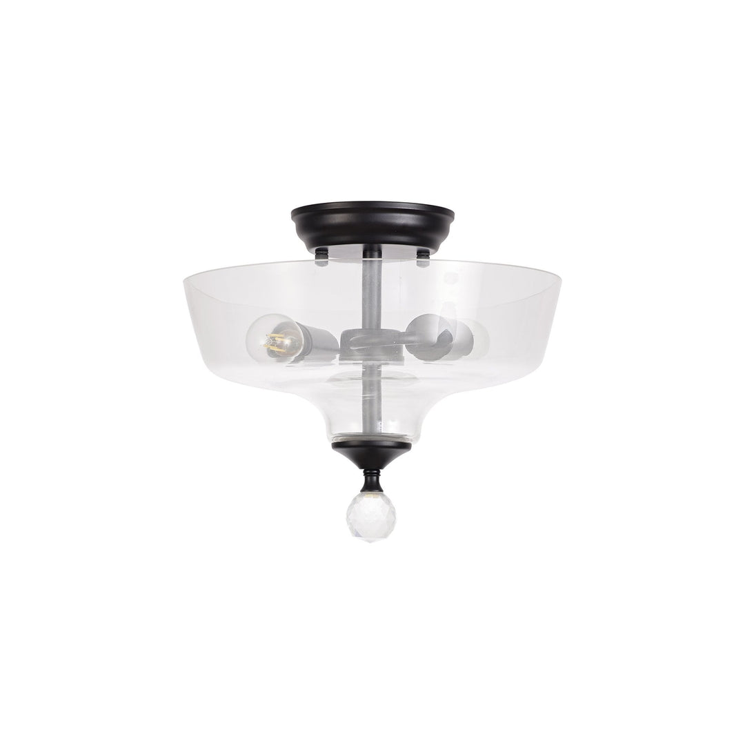 Nelson Lighting NLK16219 Tabion 2 Light Ceiling Light Matt Black Clear