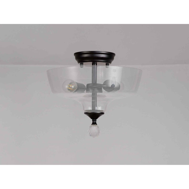 Nelson Lighting NLK16219 Tabion 2 Light Ceiling Light Matt Black Clear