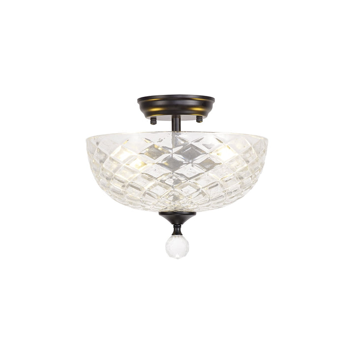 Nelson Lighting NLK16229 Tabion 2 Light Ceiling Light Matt Black Clear