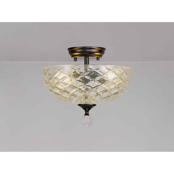 Nelson Lighting NLK16229 Tabion 2 Light Ceiling Light Matt Black Clear