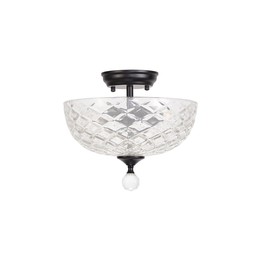 Nelson Lighting NLK16229 Tabion 2 Light Ceiling Light Matt Black Clear