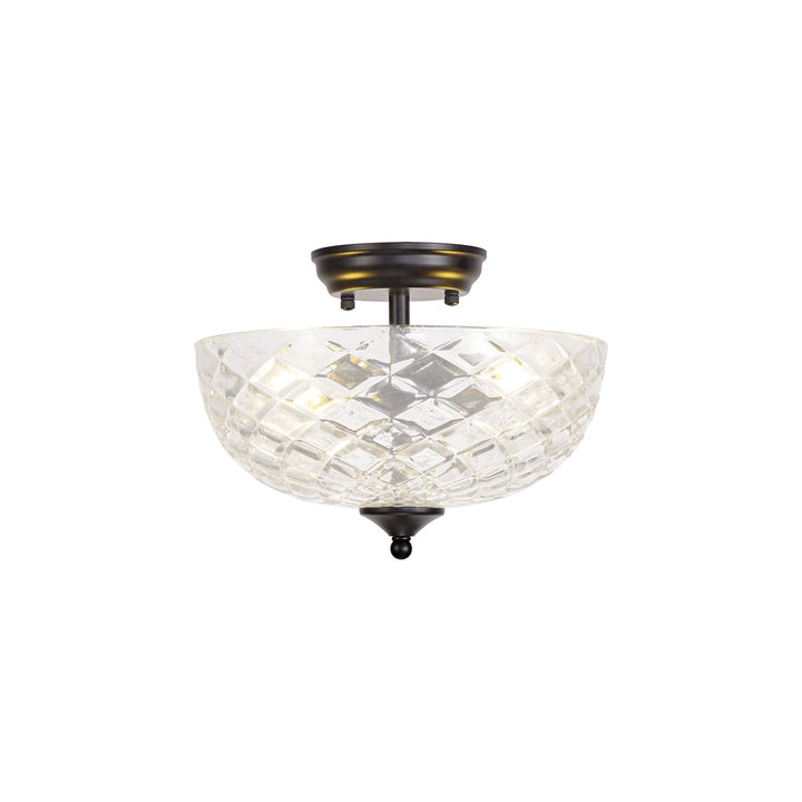 Nelson Lighting NLK16229 Tabion 2 Light Ceiling Light Matt Black Clear