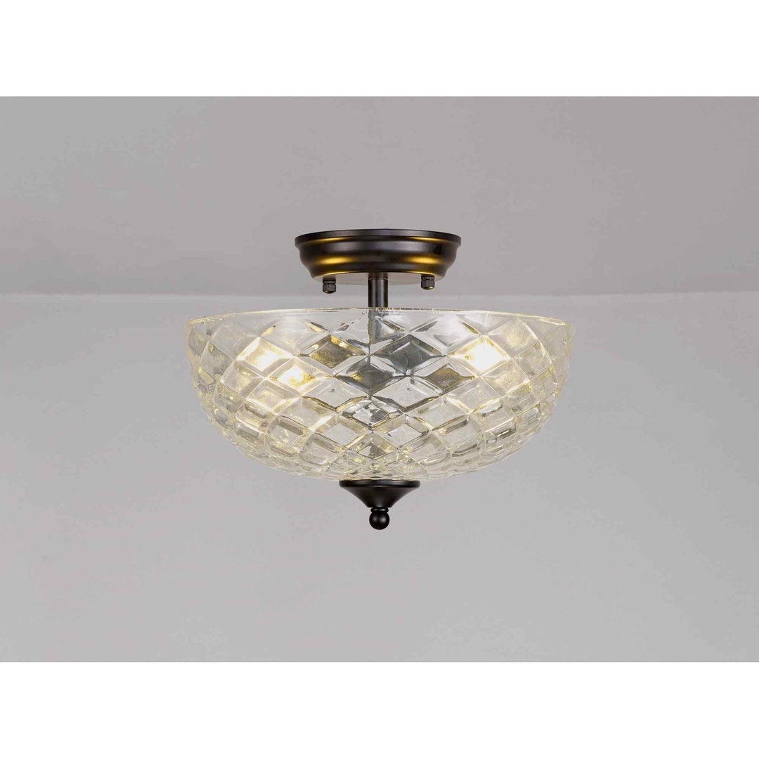 Nelson Lighting NLK16229 Tabion 2 Light Ceiling Light Matt Black Clear