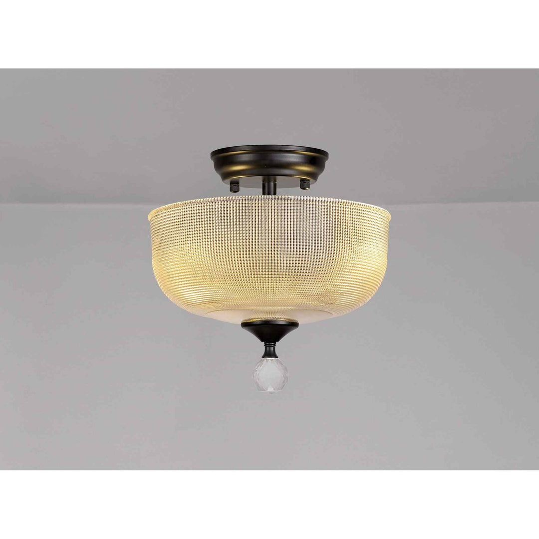 Nelson Lighting NLK16239 Tabion 2 Light Ceiling Light Matt Black Clear