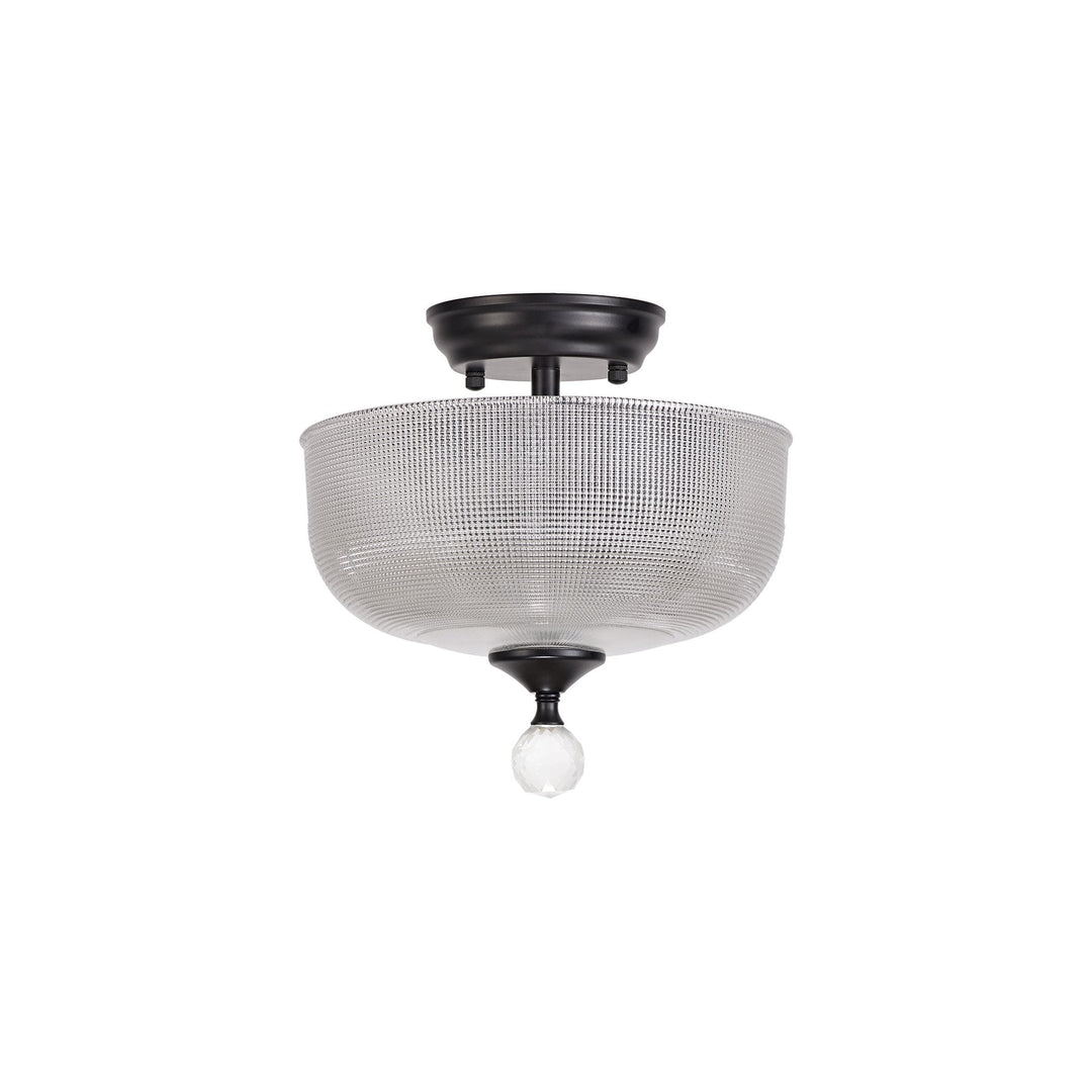 Nelson Lighting NLK16239 Tabion 2 Light Ceiling Light Matt Black Clear