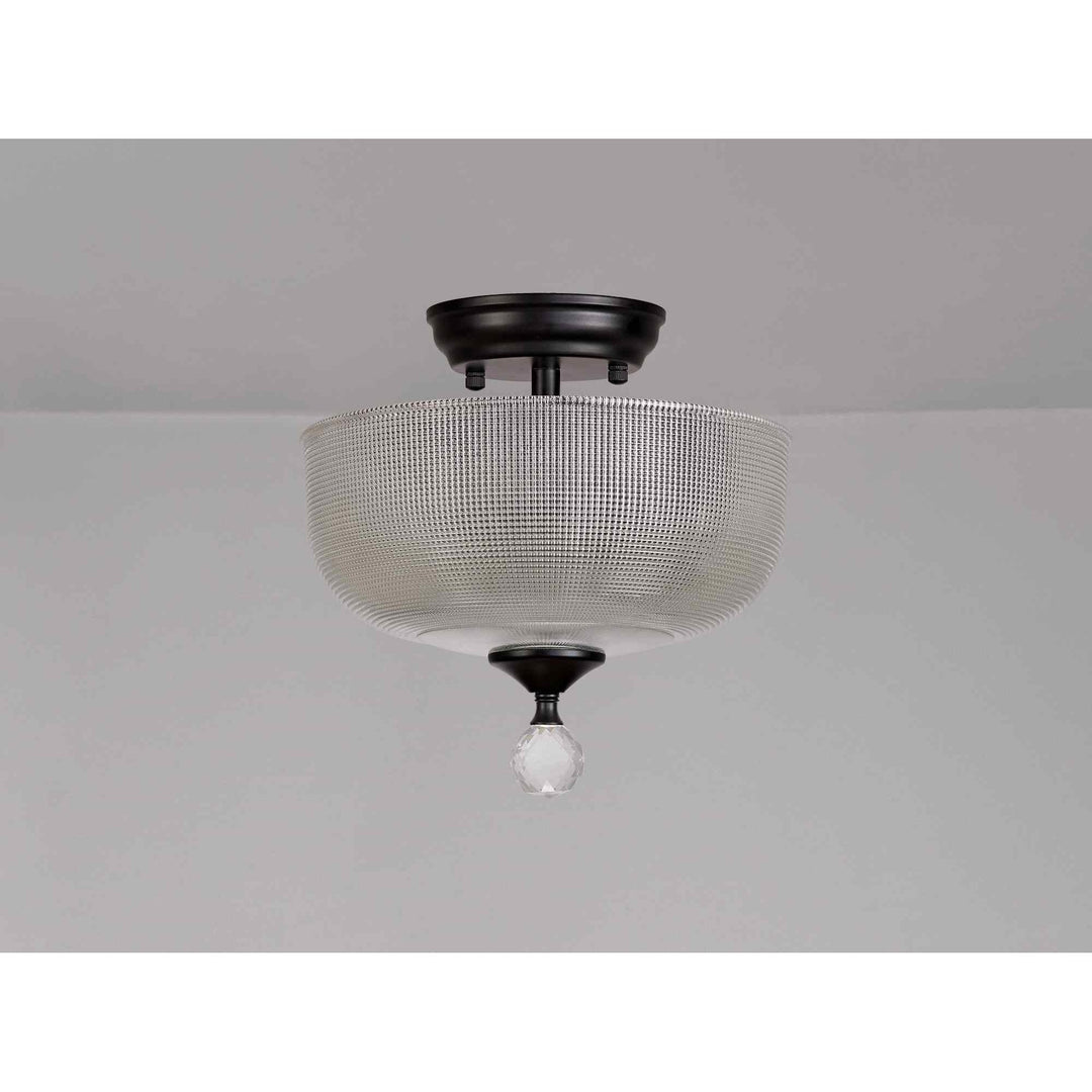 Nelson Lighting NLK16239 Tabion 2 Light Ceiling Light Matt Black Clear