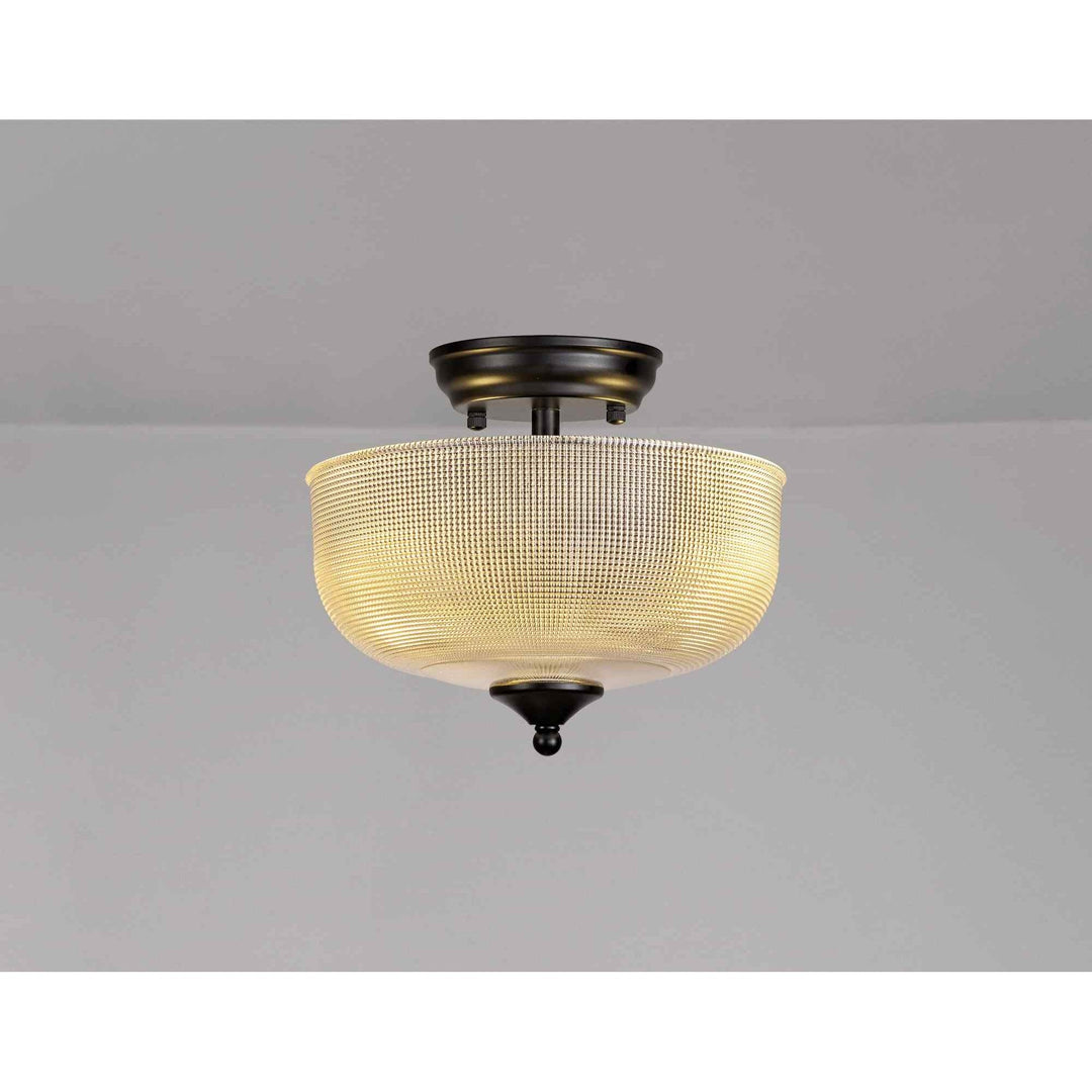 Nelson Lighting NLK16239 Tabion 2 Light Ceiling Light Matt Black Clear