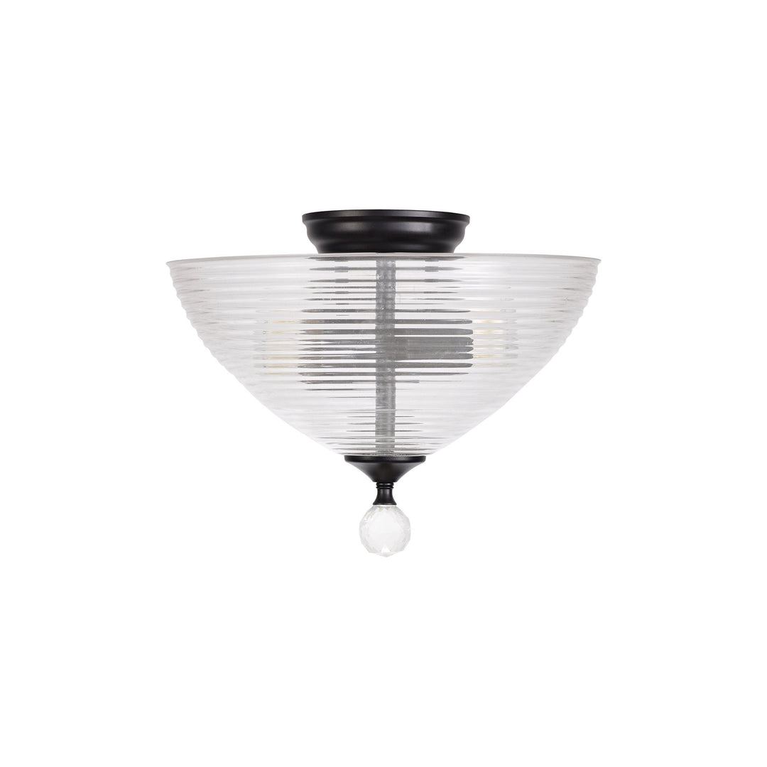 Nelson Lighting NLK16249 Tabion 2 Light Ceiling Light Matt Black Clear