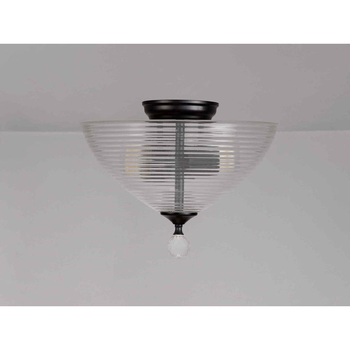 Nelson Lighting NLK16249 Tabion 2 Light Ceiling Light Matt Black Clear