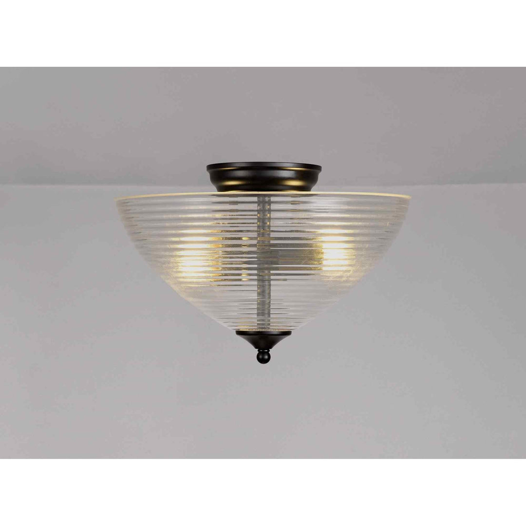 Nelson Lighting NLK16249 Tabion 2 Light Ceiling Light Matt Black Clear