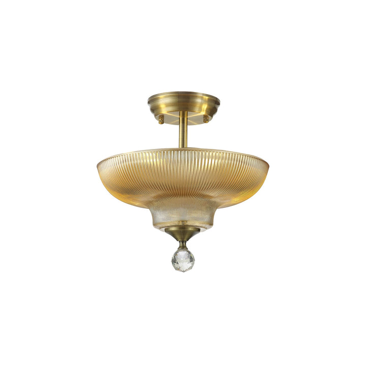 Nelson Lighting NLK16259 Tabion 2 Light Ceiling Light Antique Brass Amber