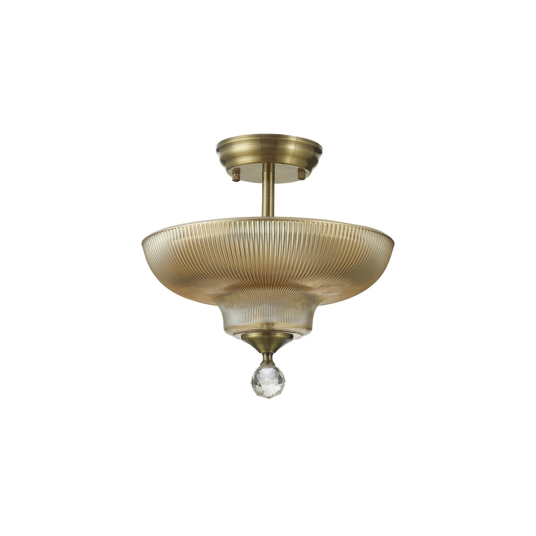 Nelson Lighting NLK16259 Tabion 2 Light Ceiling Light Antique Brass Amber