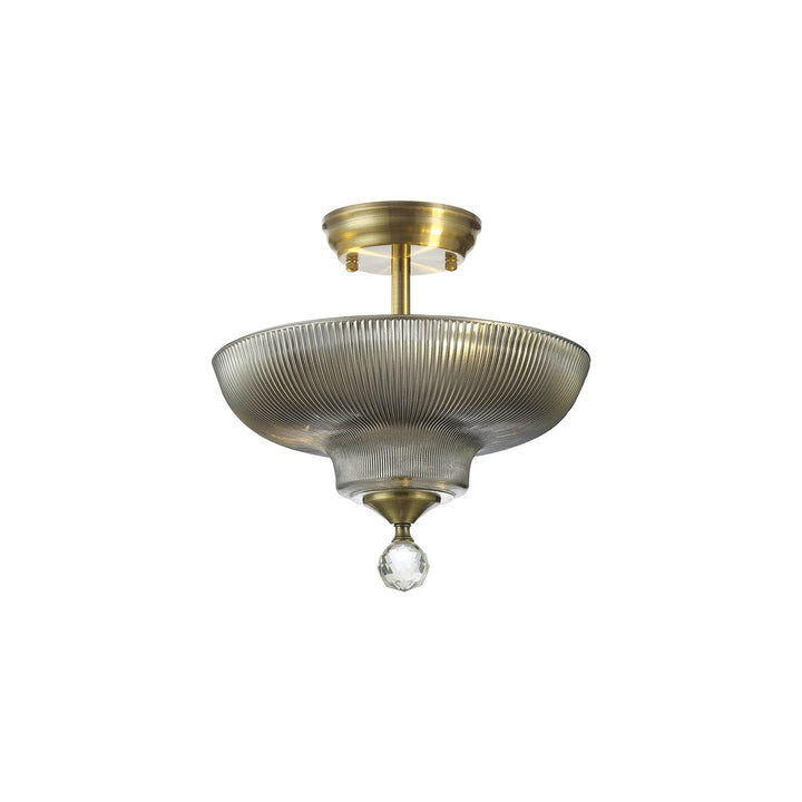 Nelson Lighting NLK16269 Tabion 2 Light Ceiling Light Antique Brass Smoked