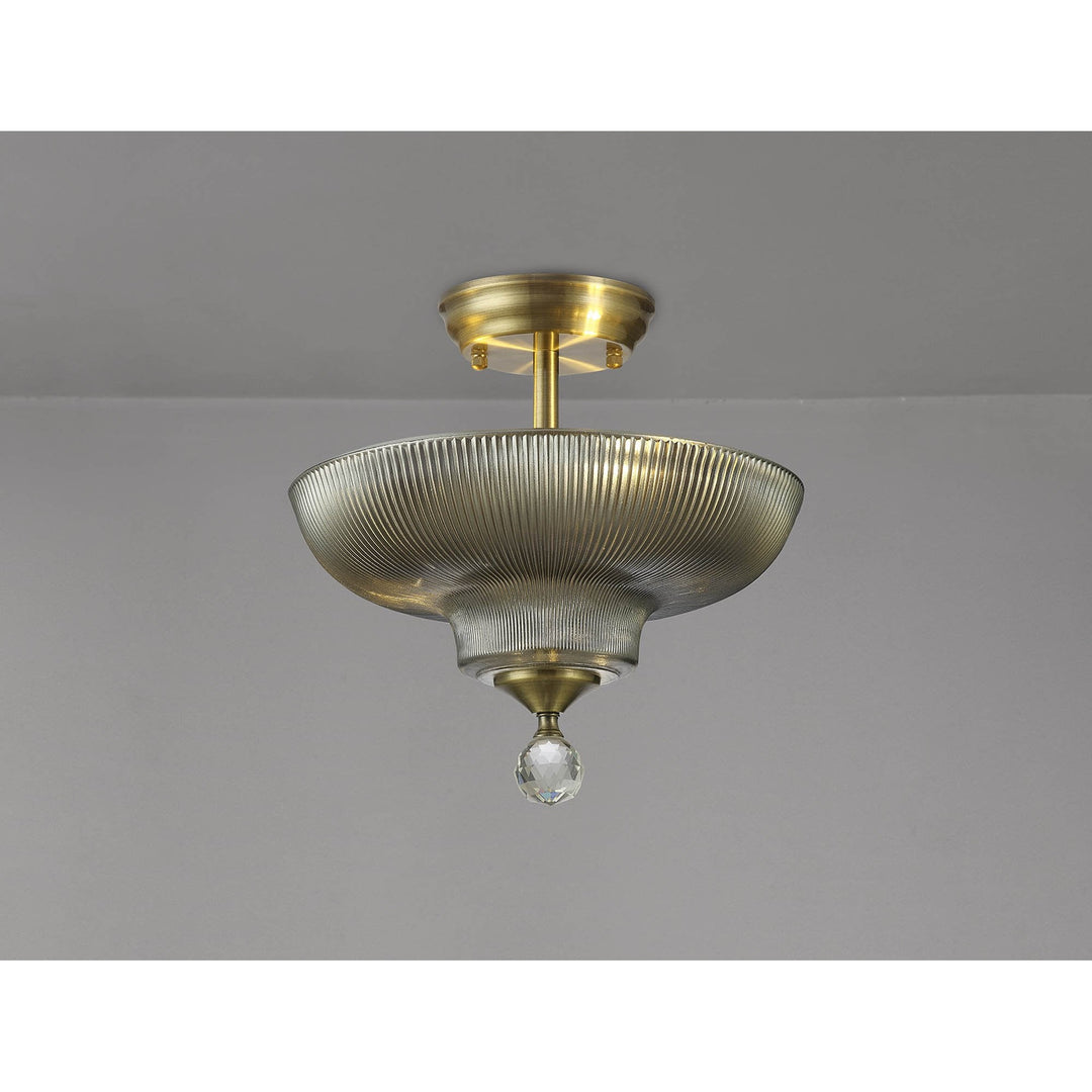 Nelson Lighting NLK16269 Tabion 2 Light Ceiling Light Antique Brass Smoked