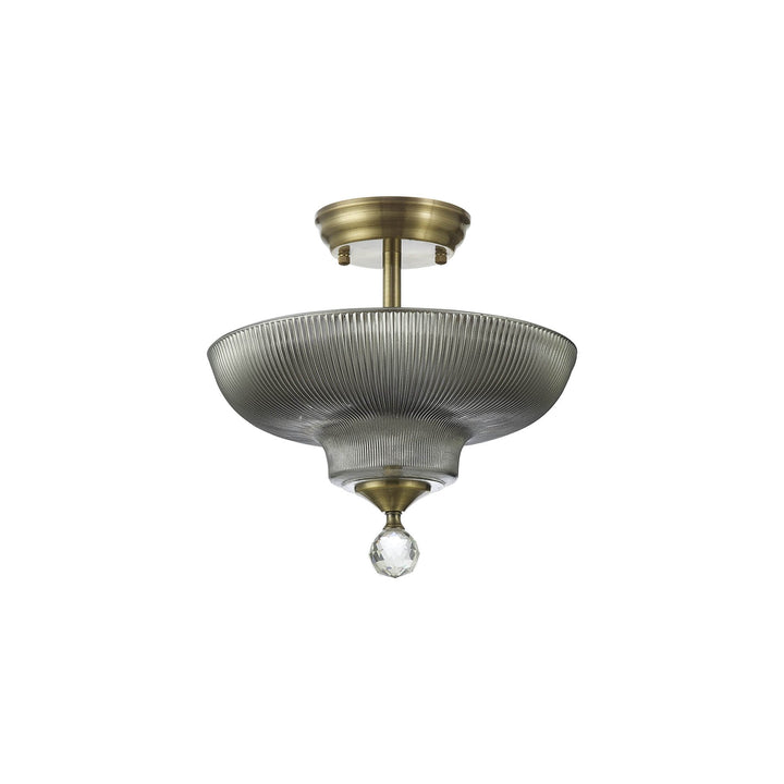 Nelson Lighting NLK16269 Tabion 2 Light Ceiling Light Antique Brass Smoked