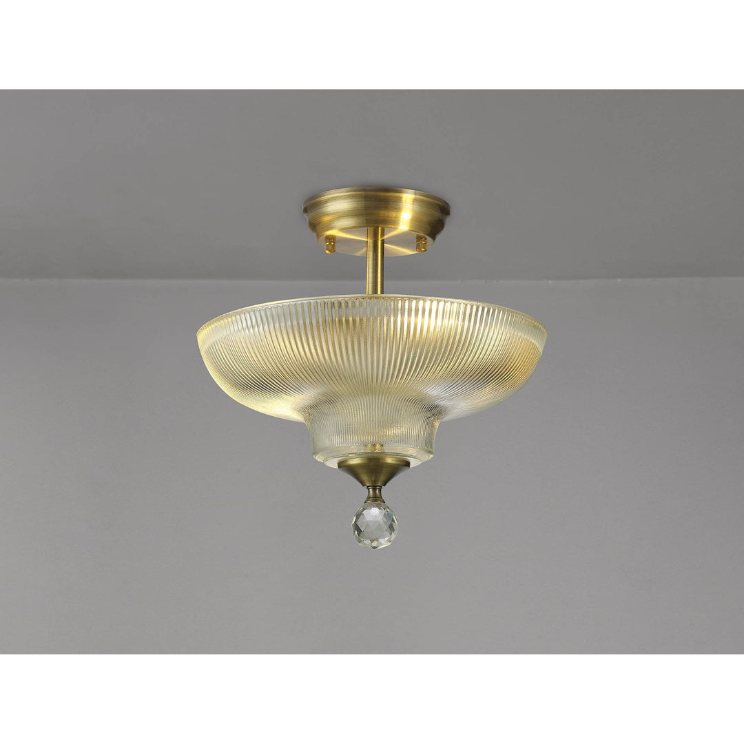 Nelson Lighting NLK16279 Tabion 2 Light Ceiling Light Antique Brass Clear