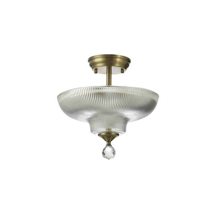 Nelson Lighting NLK16279 Tabion 2 Light Ceiling Light Antique Brass Clear