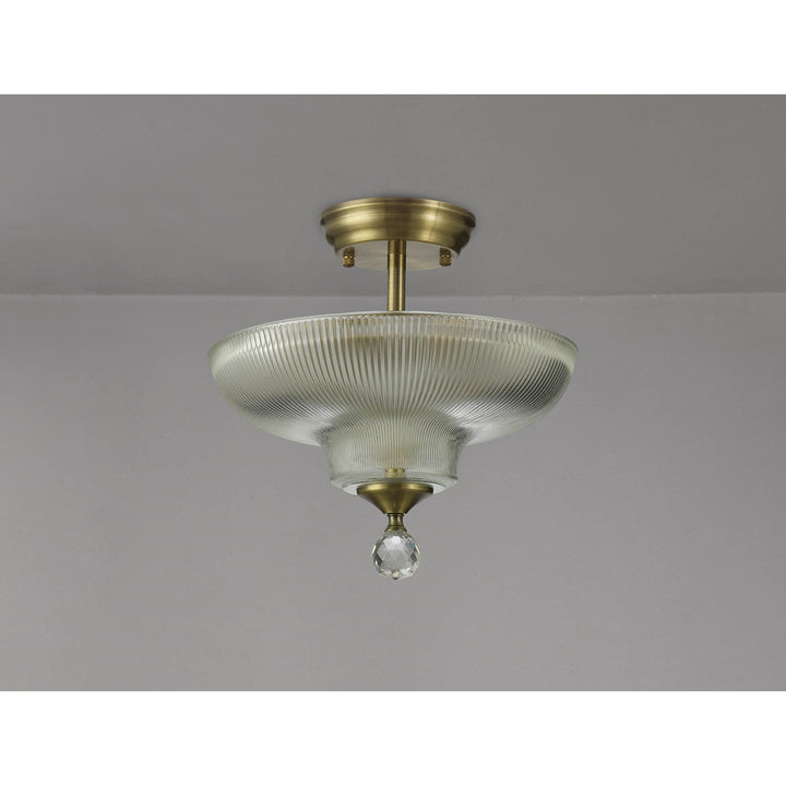 Nelson Lighting NLK16279 Tabion 2 Light Ceiling Light Antique Brass Clear