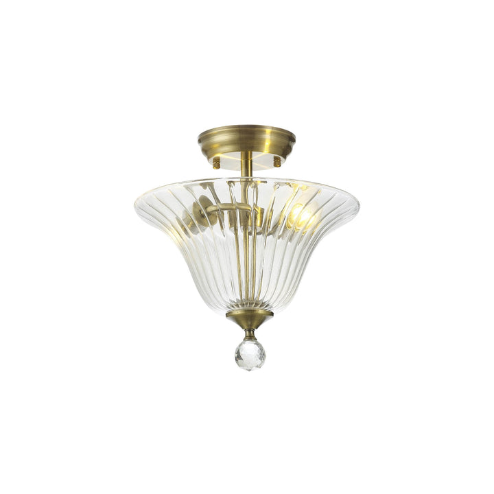 Nelson Lighting NLK16289 Tabion 2 Light Ceiling Light Antique Brass Clear