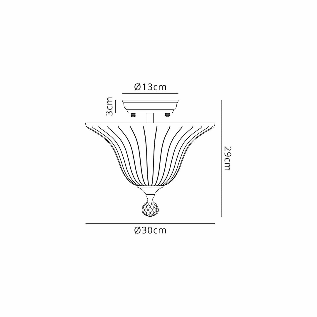 Nelson Lighting NLK16289 Tabion 2 Light Ceiling Light Antique Brass Clear