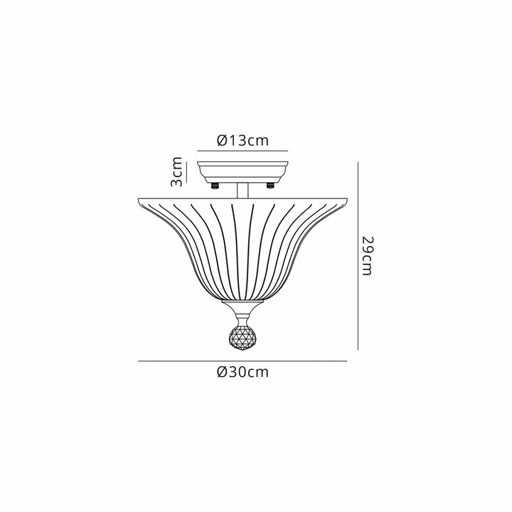 Nelson Lighting NLK16289 Tabion 2 Light Ceiling Light Antique Brass Clear