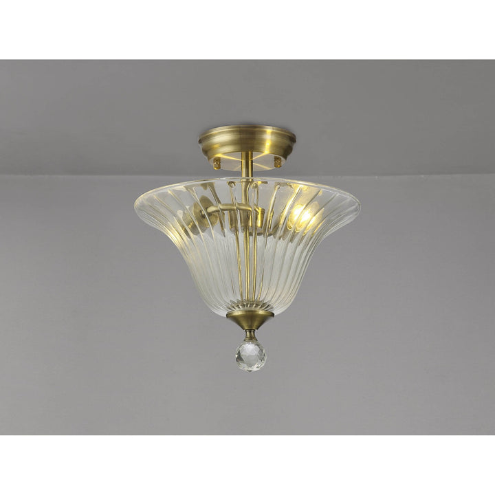 Nelson Lighting NLK16289 Tabion 2 Light Ceiling Light Antique Brass Clear