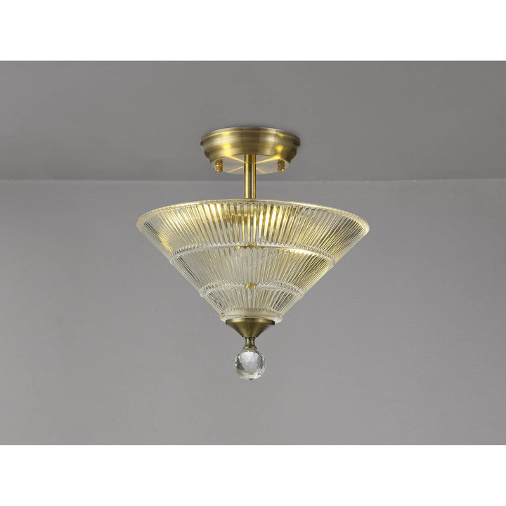 Nelson Lighting NLK16299 Tabion 2 Light Ceiling Light Antique Brass Clear