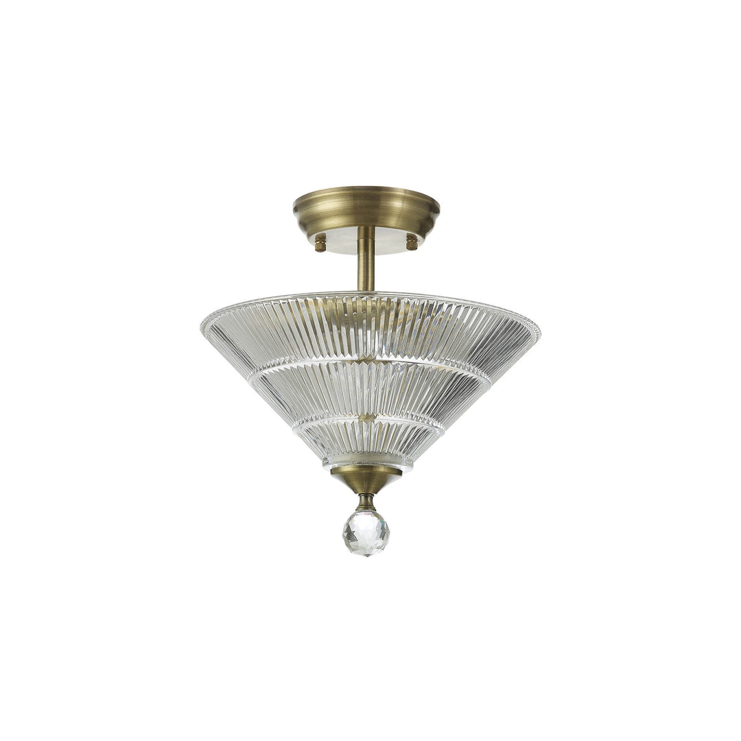 Nelson Lighting NLK16299 Tabion 2 Light Ceiling Light Antique Brass Clear