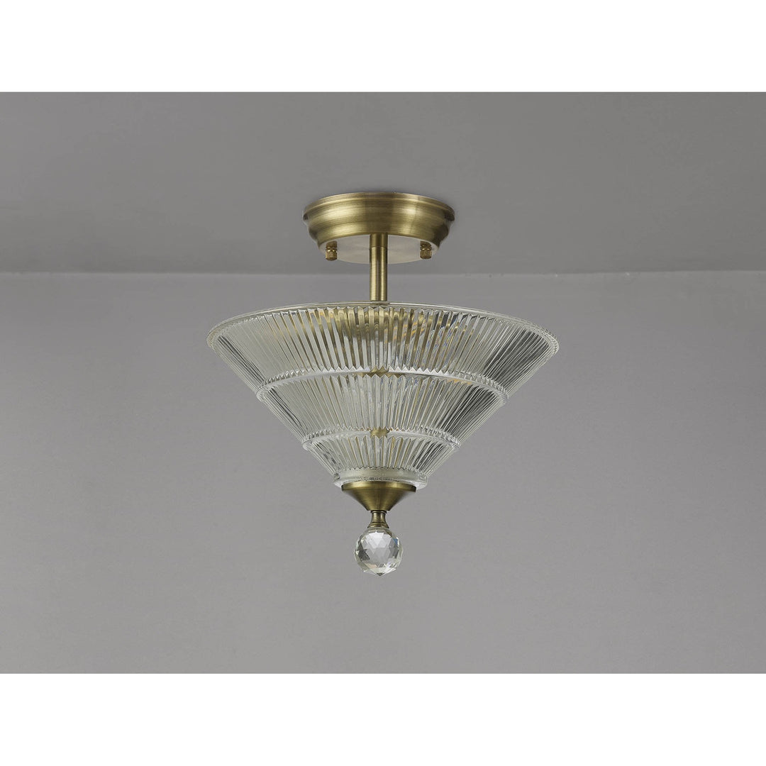 Nelson Lighting NLK16299 Tabion 2 Light Ceiling Light Antique Brass Clear