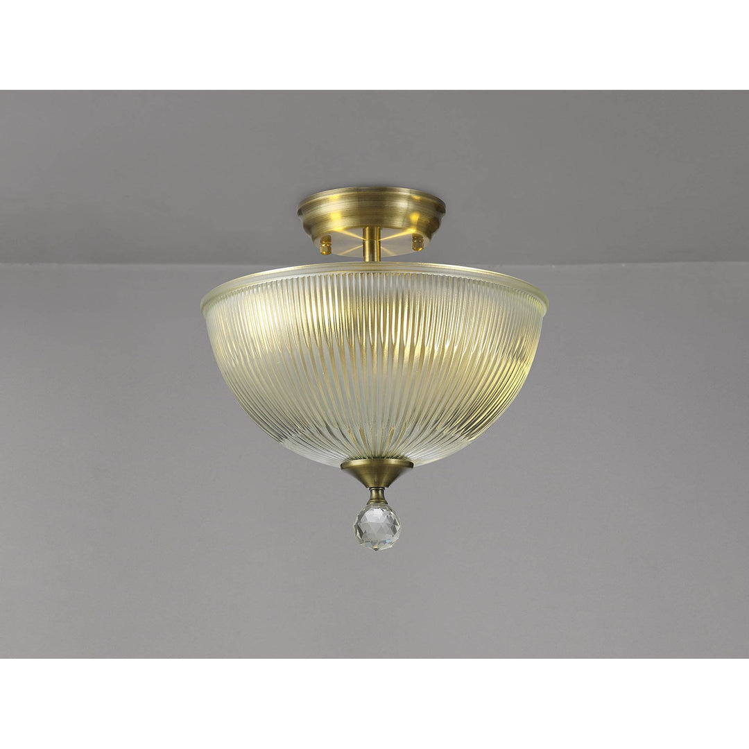 Nelson Lighting NLK16309 Tabion 2 Light Ceiling Light Antique Brass Clear