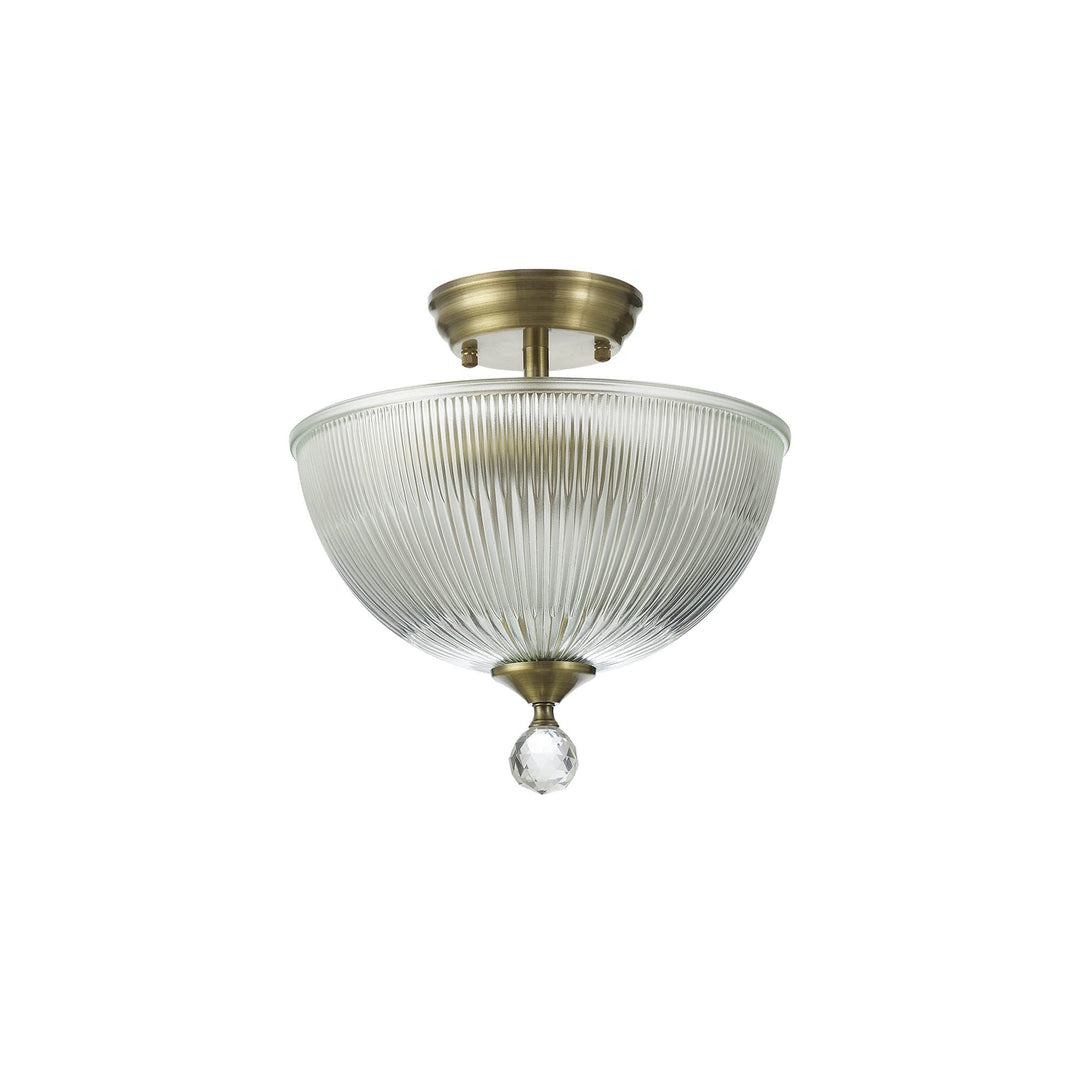 Nelson Lighting NLK16309 Tabion 2 Light Ceiling Light Antique Brass Clear