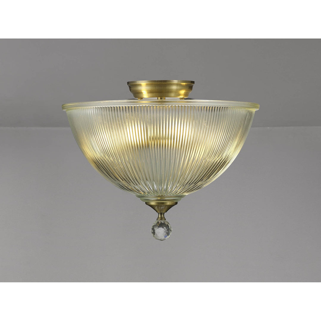 Nelson Lighting NLK16319 Tabion 2 Light Ceiling Light Antique Brass Clear