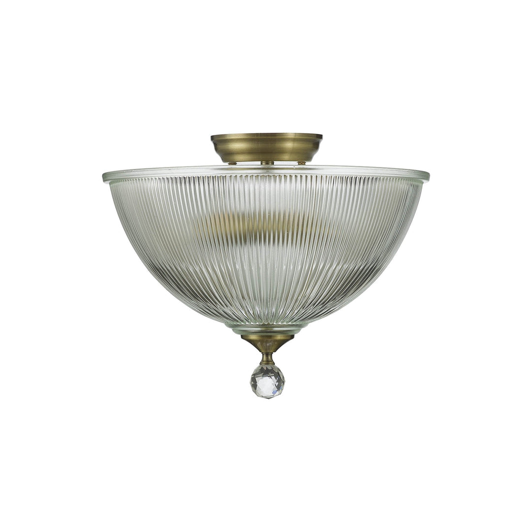 Nelson Lighting NLK16319 Tabion 2 Light Ceiling Light Antique Brass Clear