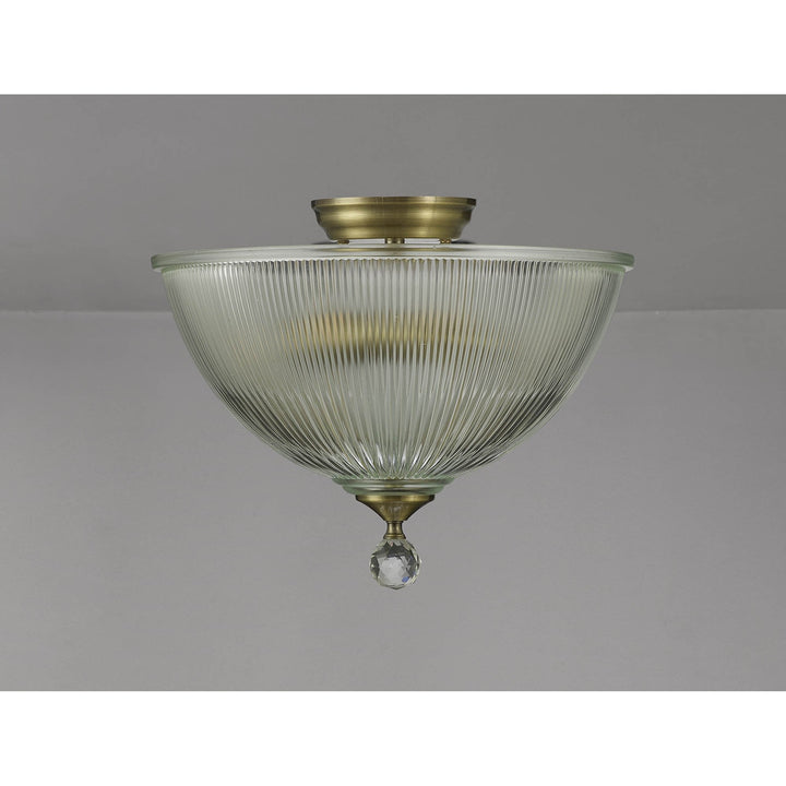 Nelson Lighting NLK16319 Tabion 2 Light Ceiling Light Antique Brass Clear