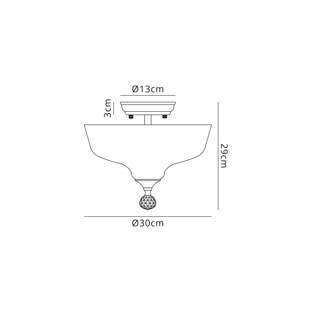 Nelson Lighting NLK16329 Tabion 2 Light Ceiling Light Antique Brass Clear