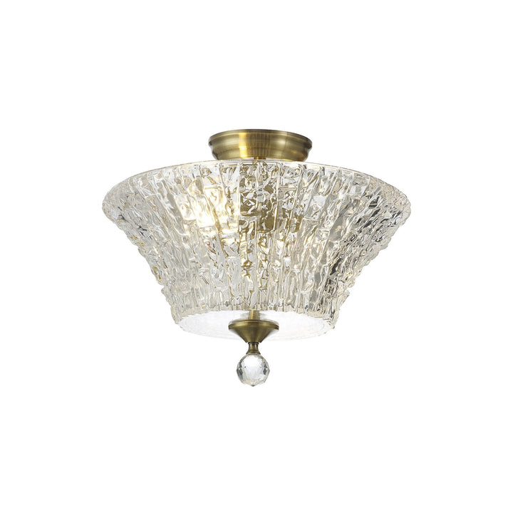 Nelson Lighting NLK16349 Tabion 2 Light Ceiling Light Antique Brass Clear