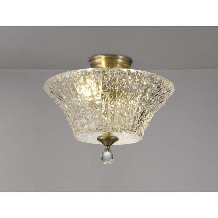 Nelson Lighting NLK16349 Tabion 2 Light Ceiling Light Antique Brass Clear