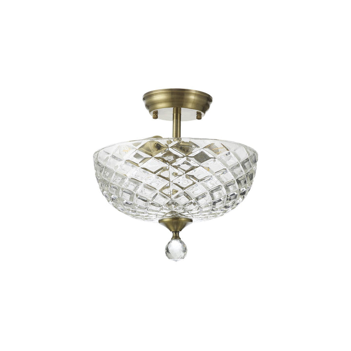 Nelson Lighting NLK16359 Tabion 2 Light Ceiling Light Antique Brass Clear