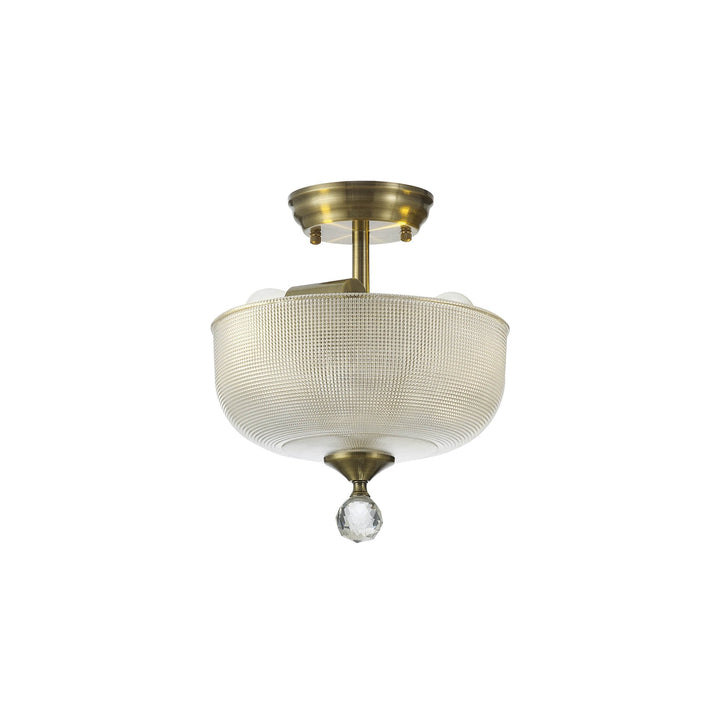 Nelson Lighting NLK16369 Tabion 2 Light Ceiling Light Antique Brass Clear